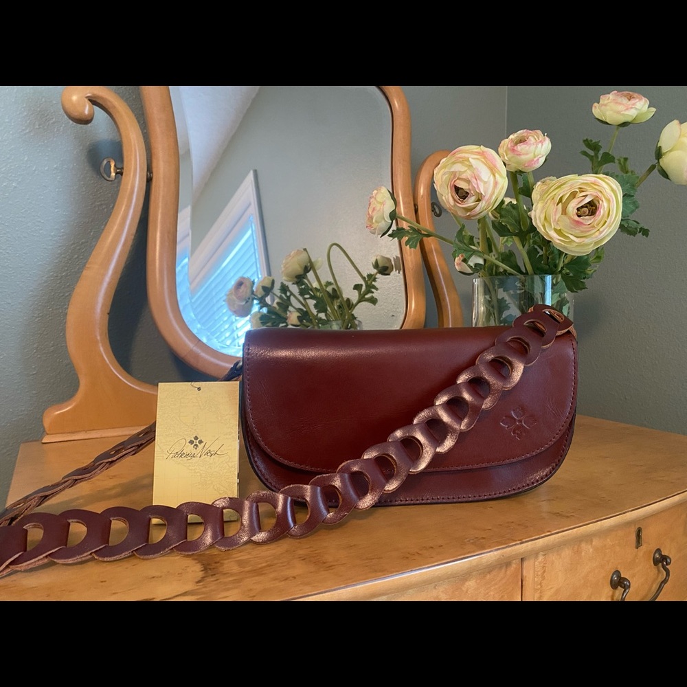 Patricia Nash New w/Tags Vintage Leather Chelsey Chainlink Crossbody British Tan